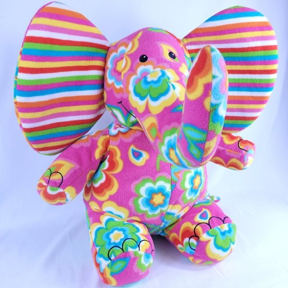 Melissa & Doug, Sally The Elephant, Pink Flower Power, Retro Stuffed Animal - Picture 1 of 8